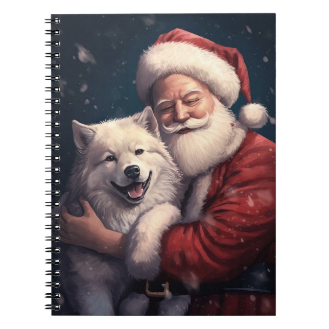 Akita with Santa Claus Festive Christmas  Notebook (Front)