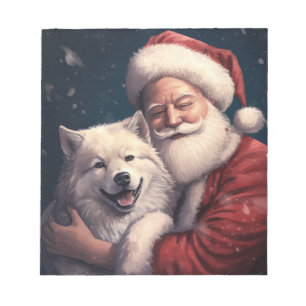Akita with Santa Claus Festive Christmas Notepad