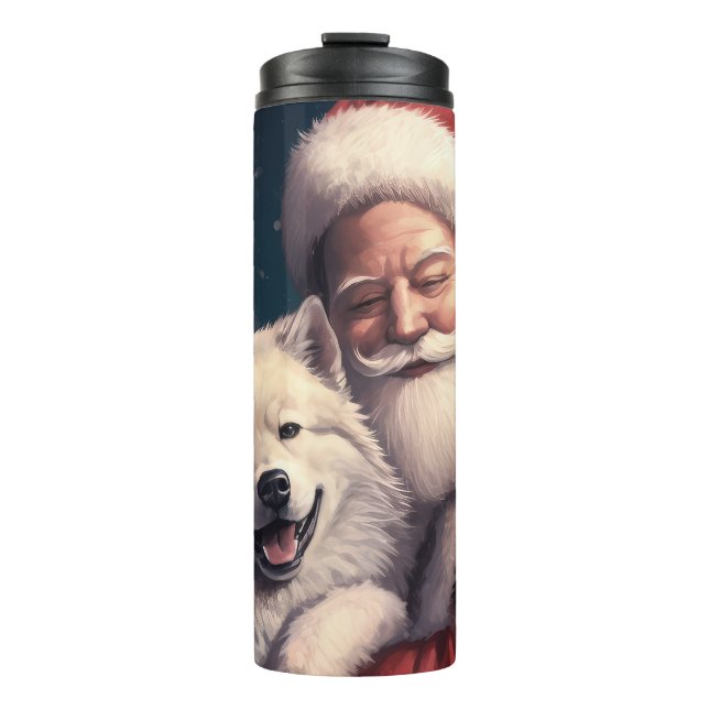 Akita with Santa Claus Festive Christmas  Thermal Tumbler (Front)