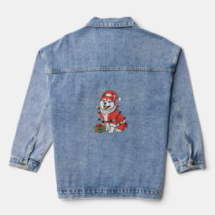 Akita Xmas Lighting Santa Akita Dog Christmas Denim Jacket