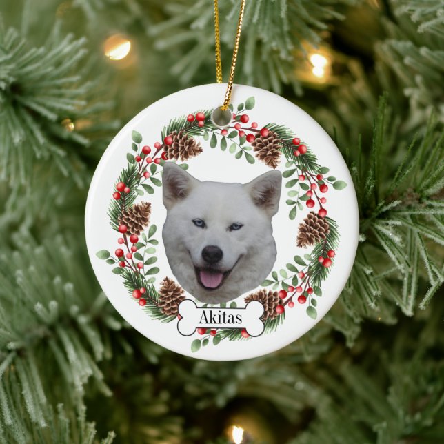 akitas dog ceramic tree decoration (Tree)