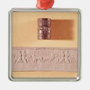 Akkadian cylinder seal and impression metal tree decoration