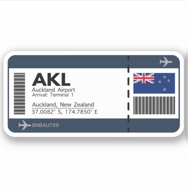AKL Auckland Boarding Pass - New Zealand Ticket (Front)