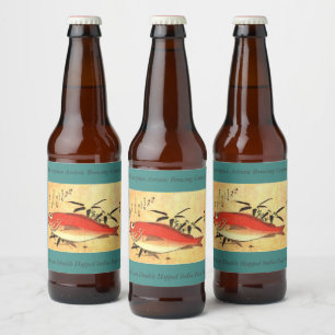 Akodai - Hiroshige's Colourful Japanese Fish Print Beer Bottle Label