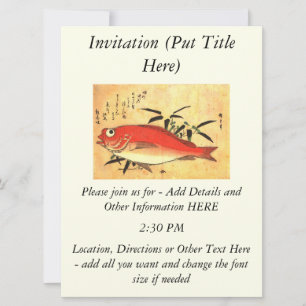 Akodai - Hiroshige's Colourful Japanese Fish Print Invitation