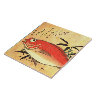 Akodai - Hiroshige's Colourful Japanese Fish Print Tile