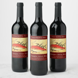 Akodai - Hiroshige's Colourful Japanese Fish Print Wine Label