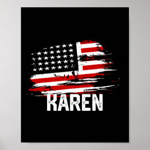 Akokay Women's Karen Usa Flag Personalized 4th Of  Poster