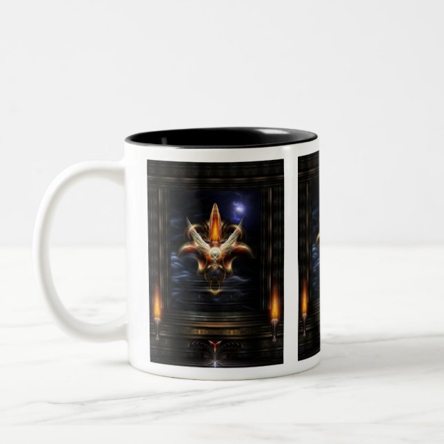 Akrellian Torch Fire Portrait Two-Tone Coffee Mug (Left)