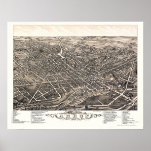 Akron, OH Panoramic Map - 1882 Poster