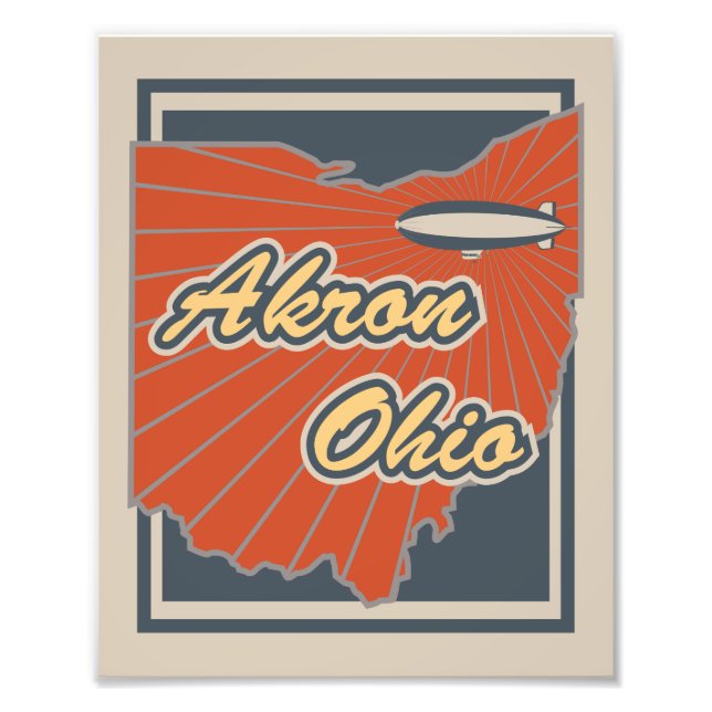 Akron, Ohio Art Print - Travel Artwork (Front)