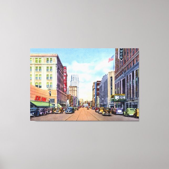Akron Ohio Main Street 1940 Canvas Print (Front)
