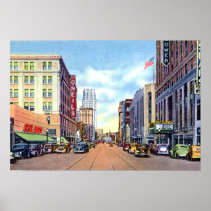 Akron Ohio Main Street in the 40s Poster