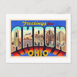 Akron Ohio OH Vintage Large Letter Postcard