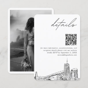 Akron Ohio Wedding Modern Details QR Code Enclosure Card