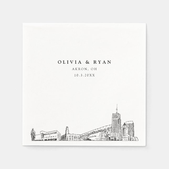 Akron Wedding Minimalist Paper  Napkin (Front)