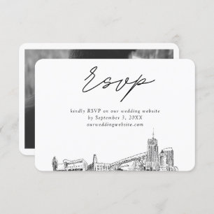 Akron Wedding Minimalist Sketch RSVP Enclosure Card