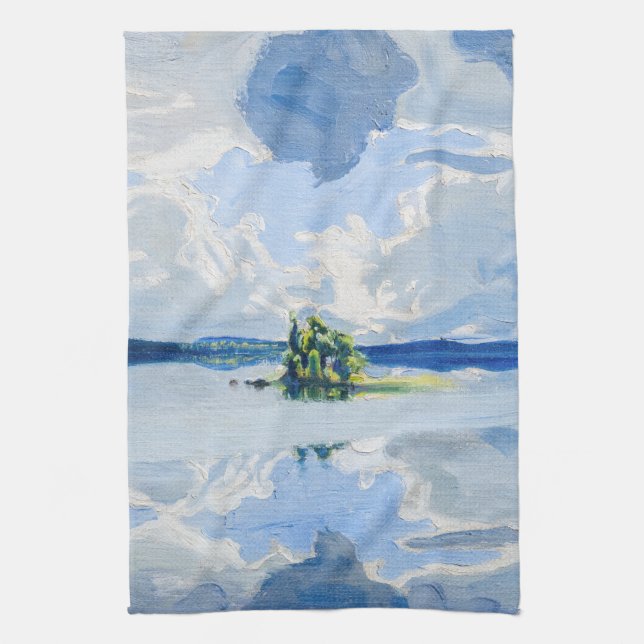 Akseli Gallen-Kallela - Clouds above a Lake Tea Towel (Vertical)