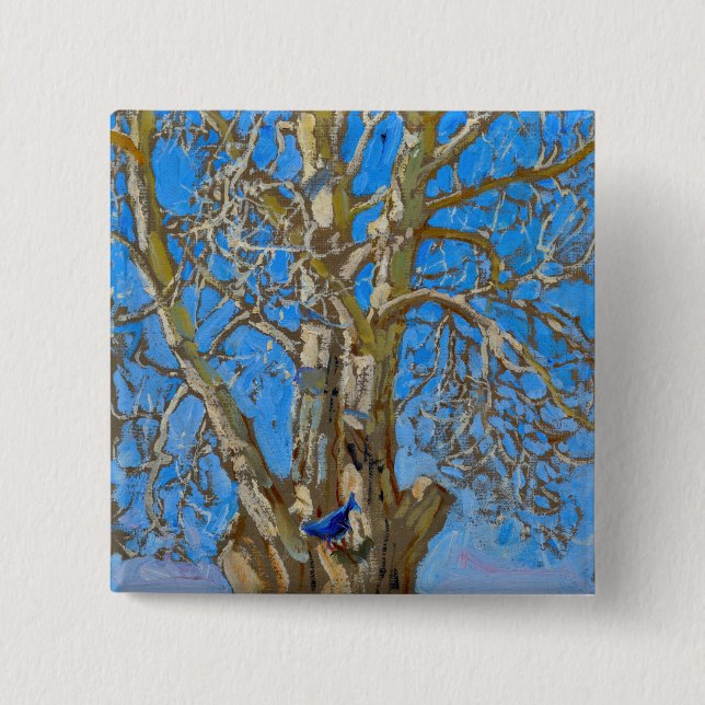 Akseli Gallen-Kallela - Crack Willow and Blue Bird 15 Cm Square Badge (Front)