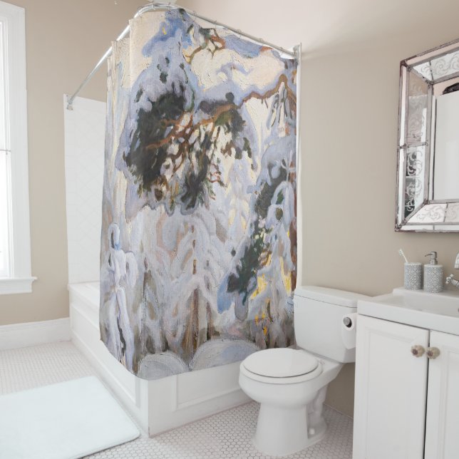 Akseli Gallen-Kallela - Forest in Winter Shower Curtain (In Situ)