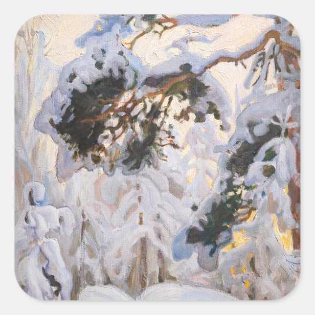Akseli Gallen-Kallela - Forest in Winter Square Sticker (Front)