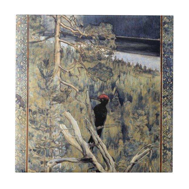 Akseli Gallen-Kallela - Great Black Woodpecker Tile (Front)