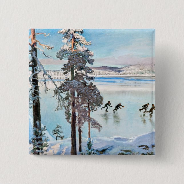 Akseli Gallen-Kallela - Skaters near Kalela Shore 15 Cm Square Badge (Front)