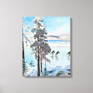 Akseli Gallen-Kallela - Skaters near Kalela Shore Canvas Print