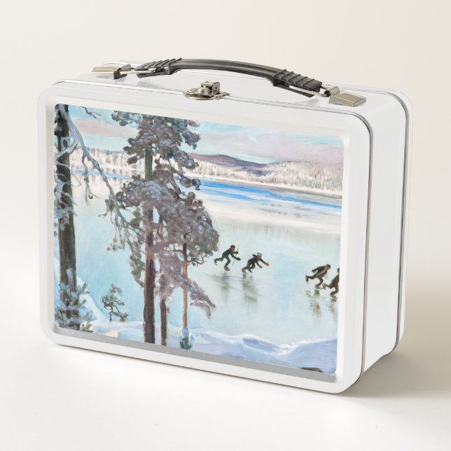 Akseli Gallen-Kallela - Skaters near Kalela Shore Metal Lunch Box (Front)