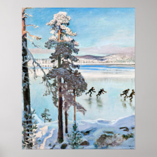 Akseli Gallen-Kallela - Skaters near Kalela Shore Poster