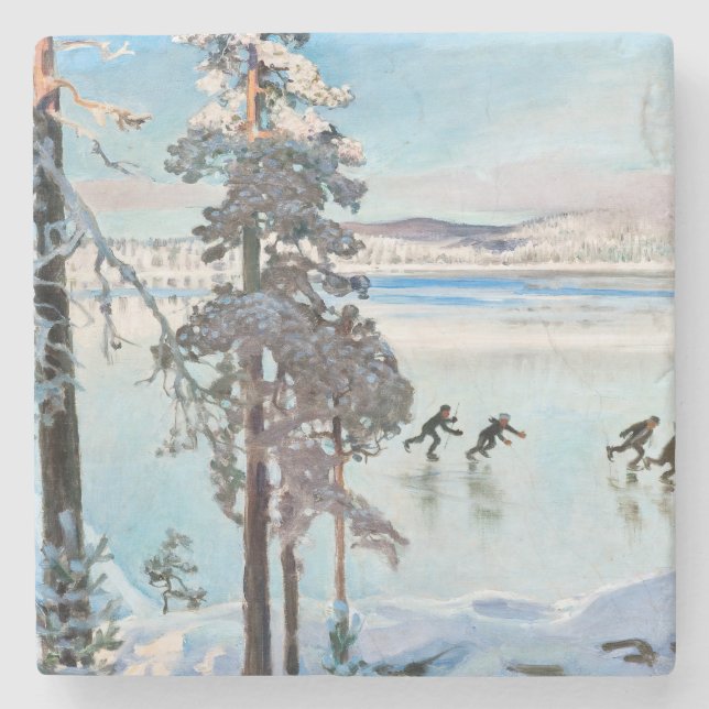 Akseli Gallen-Kallela - Skaters near Kalela Shore Stone Coaster (Front)