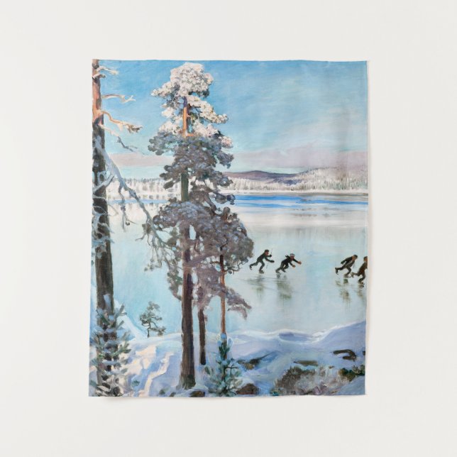 Akseli Gallen-Kallela - Skaters near Kalela Shore Tapestry (Front)