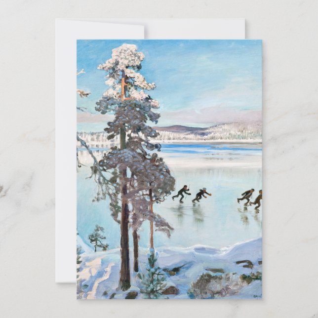 Akseli Gallen-Kallela - Skaters near Kalela Shore Thank You Card (Front)