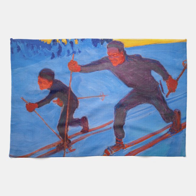 Akseli Gallen-Kallela - Skiers Tea Towel (Horizontal)