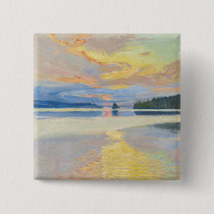Akseli Gallen-Kallela - Sunset over Lake Ruovesi 15 Cm Square Badge