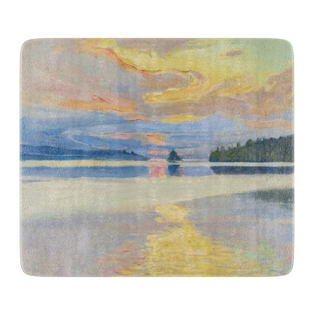 Akseli Gallen-Kallela - Sunset over Lake Ruovesi Cutting Board (Front)