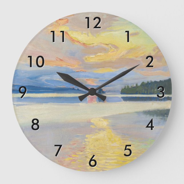 Akseli Gallen-Kallela - Sunset over Lake Ruovesi Large Clock (Front)