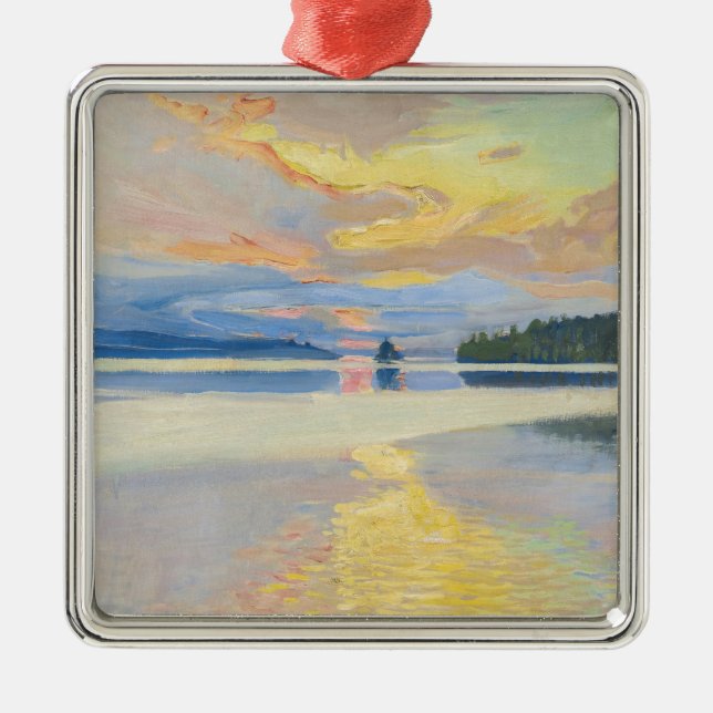 Akseli Gallen-Kallela - Sunset over Lake Ruovesi Metal Tree Decoration (Front)