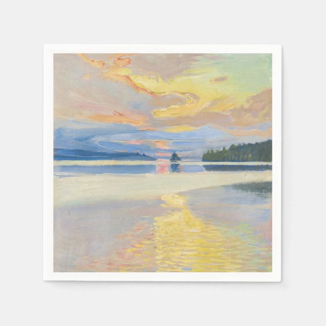 Akseli Gallen-Kallela - Sunset over Lake Ruovesi Napkin (Front)