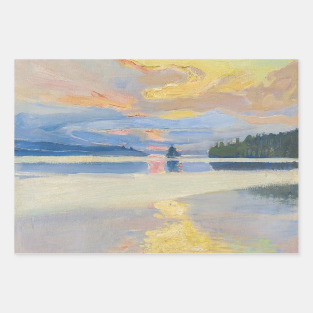 Akseli Gallen-Kallela - Sunset over Lake Ruovesi Wrapping Paper Sheet (Front)