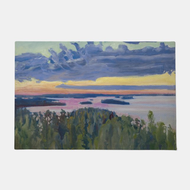 Akseli Gallen-Kallela - View over a Lake at Sunset Doormat (Front)