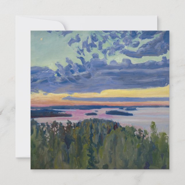 Akseli Gallen-Kallela - View over a Lake at Sunset Thank You Card (Front)