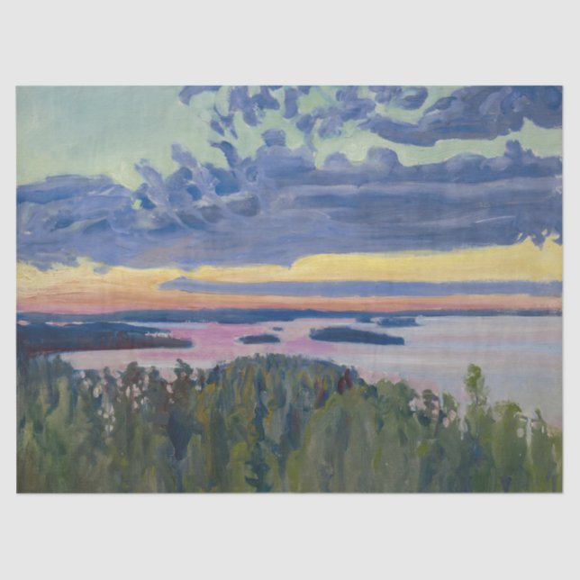 Akseli Gallen-Kallela - View over a Lake at Sunset Tissue Paper (Front)
