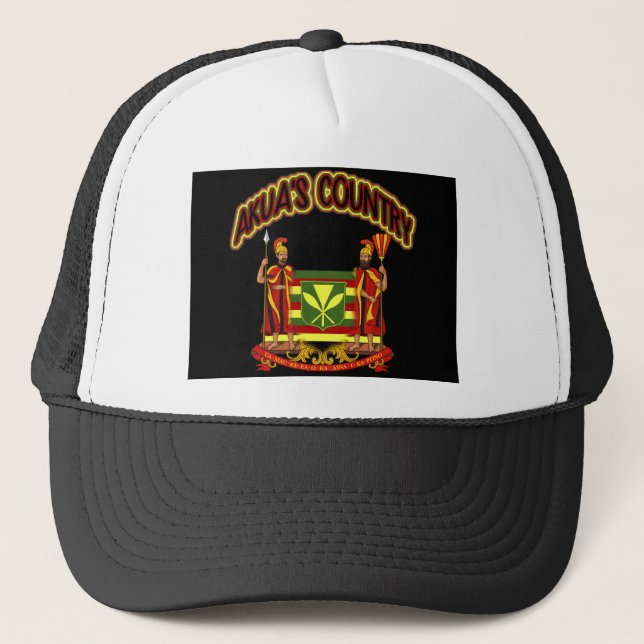 Akua's Country Kanaka Maoli Flag Twins Trucker Hat (Front)