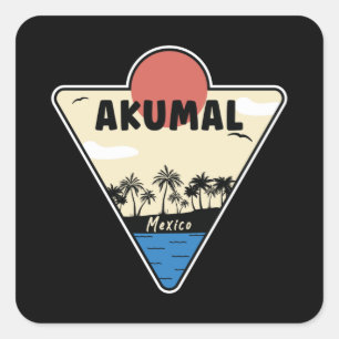 Akumal Mexico Seashore Square Sticker