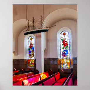 Akureyri Church Interior, Iceland, Painterly Poster