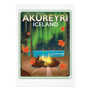 Akureyri Iceland travel poster