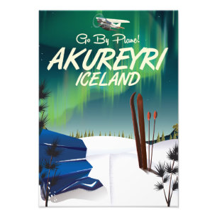 Akureyri Iceland travel poster
