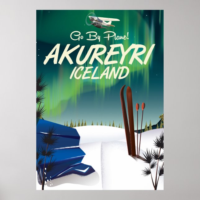 Akureyri Iceland travel poster (Front)
