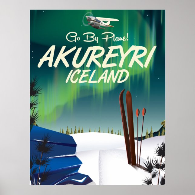 Akureyri Iceland travel poster (Front)